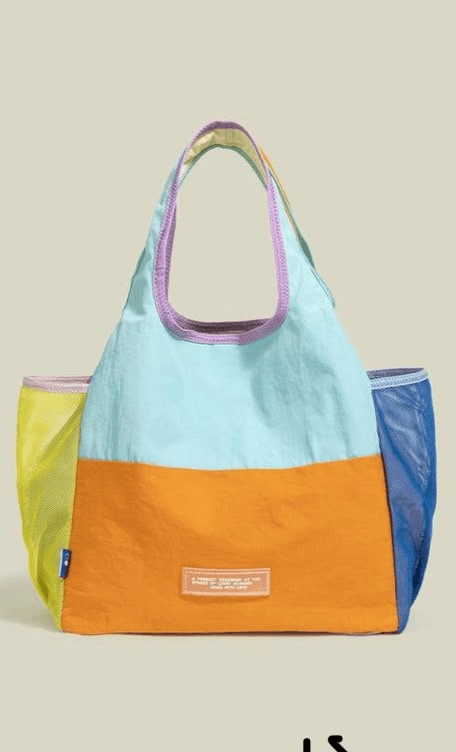 Colorblock Canvas Tote Bag