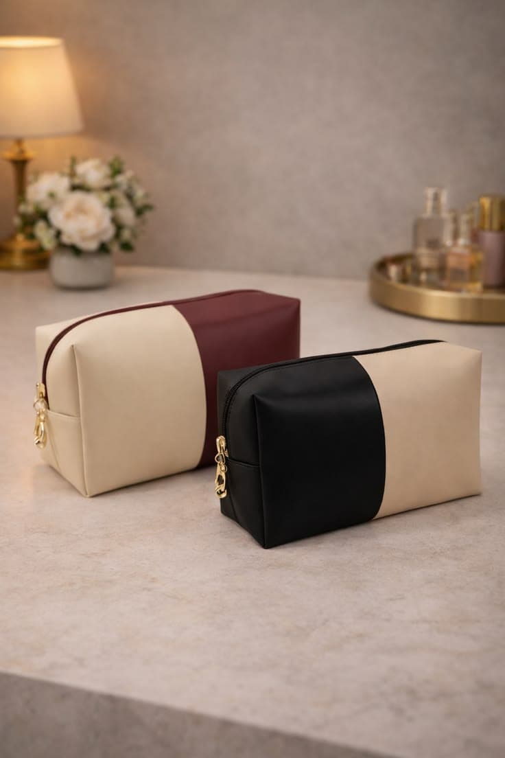 Two-Tone Cosmetic Pouch Set