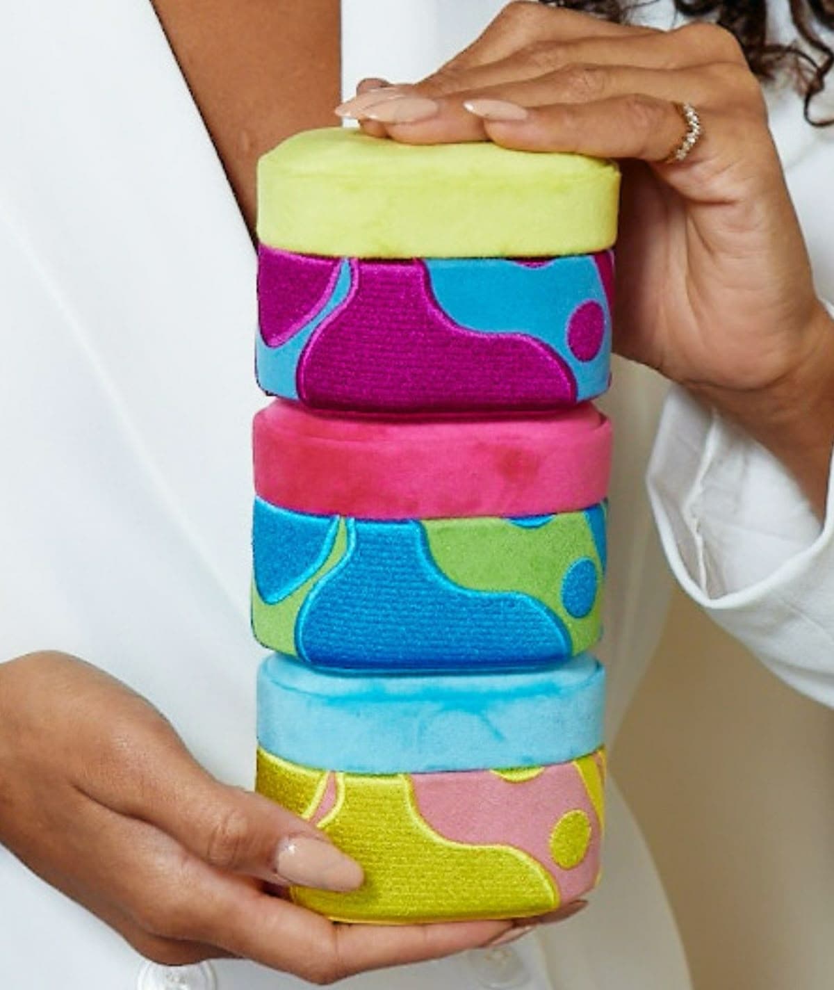 Colourful Velvet Jar Lids Set