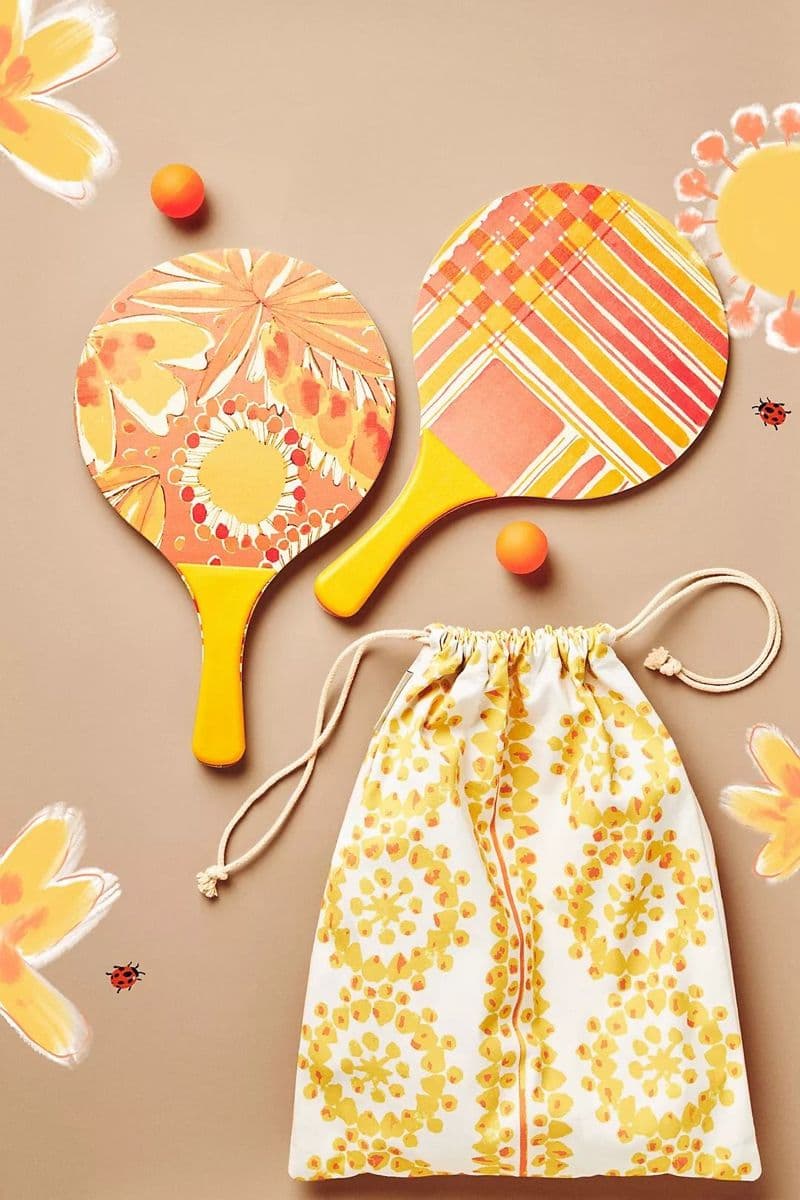 Patterned Beach Paddle Ball Set