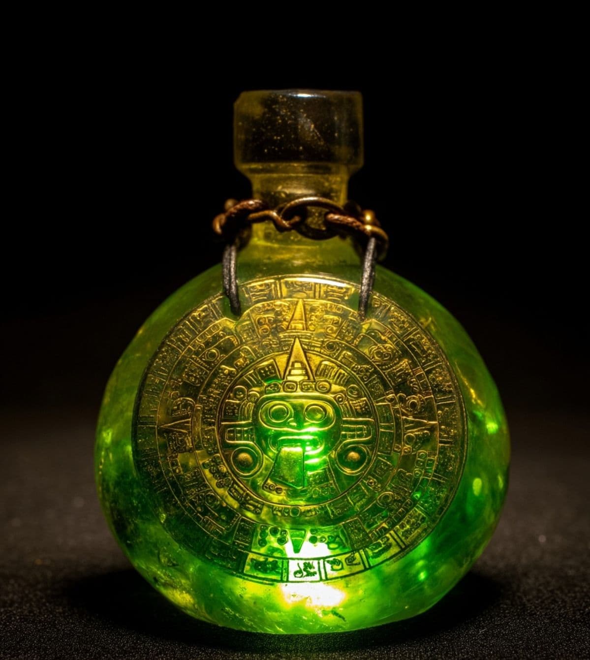 Aztec Jade Glass Flask