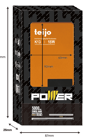 Teijo K13 5000mAh Power Bank Packaging