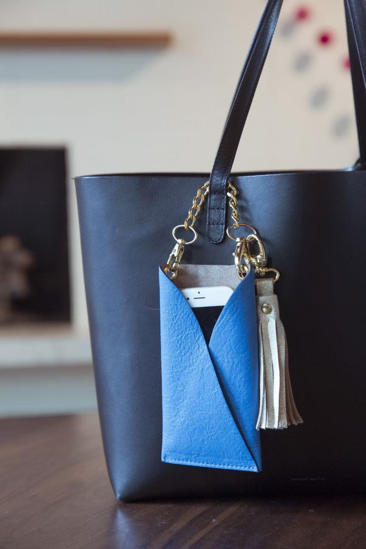 Leather Phone Pouch Bag Charm