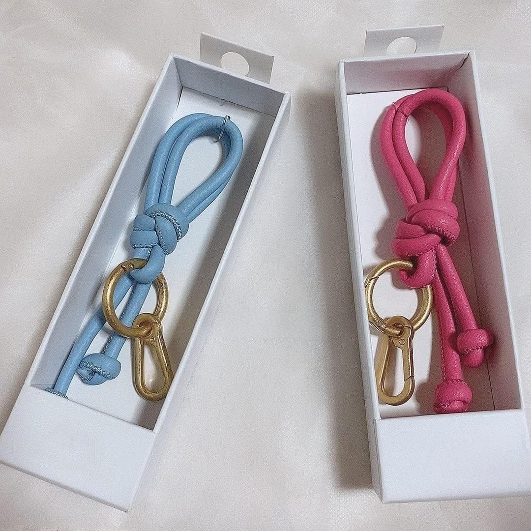 Knotted Leather Rope Keychain