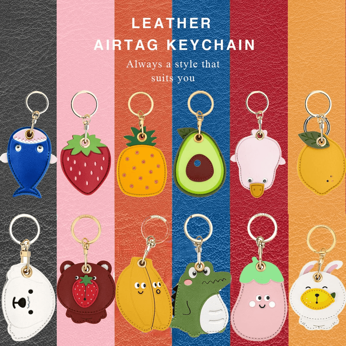 Leather Airtag Keychain (Character Style)